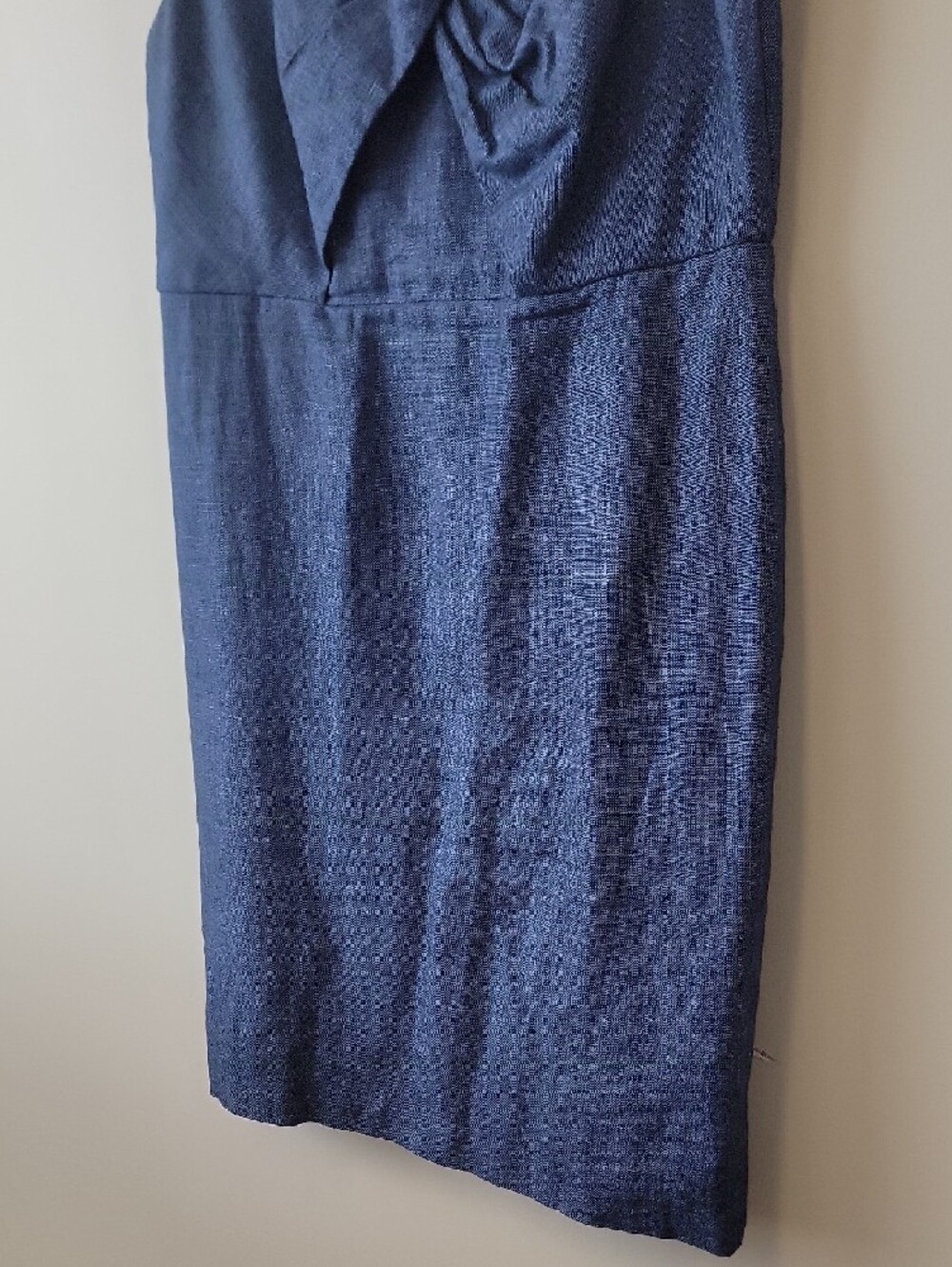 J. Crew Blue Linen Blend Sleeveless Midi Dress Front Knot Detail Coastal Boho - Picture 5 of 15
